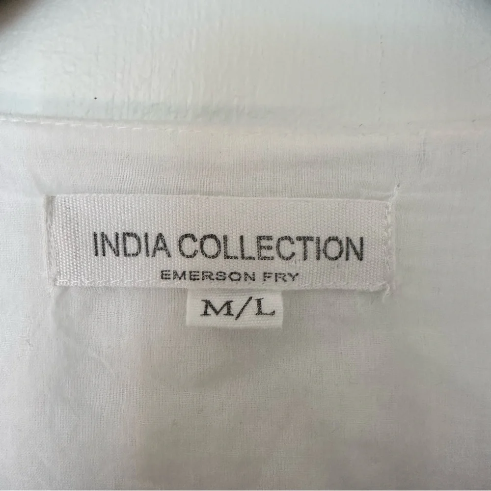 India Collection Emerson Fry Organic Cotton Embroidered Tie Front Top Womens - Picture 7 of 14